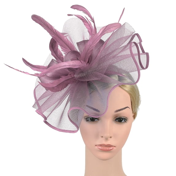 qinhaie Fascinators Hat Clip Hat, Clip-On Fascinator Hats for Women with Flower Accents, Tea Party Hats Wedding Tea Party Headwear, Mesh Headband, Pink