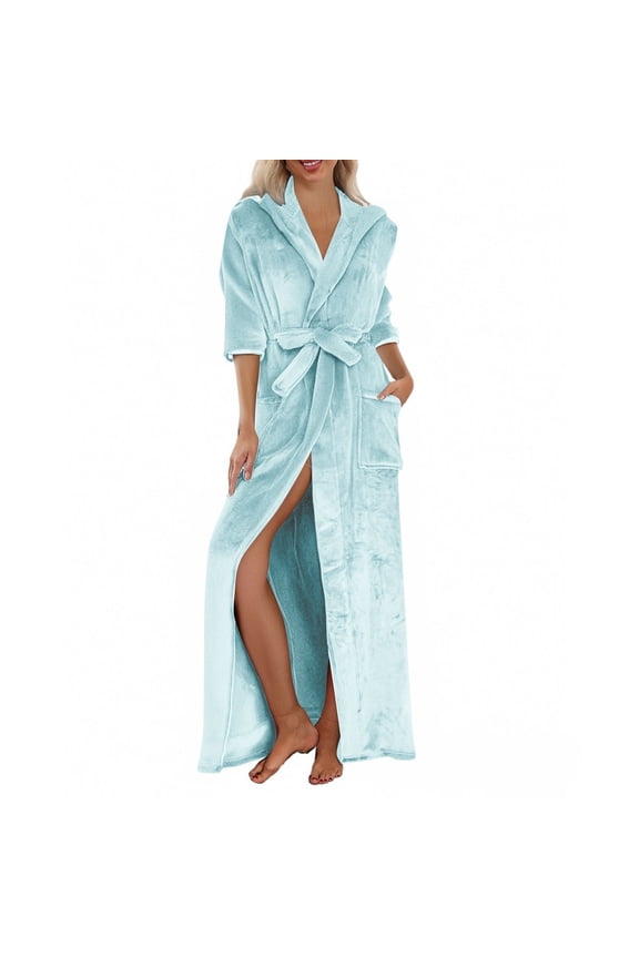 Heated Robes for Women Plush Robes for Women with Warm Fleece Hooded Bathrobe Soft Long Spa Robe with Pockets Long Style Women Robes