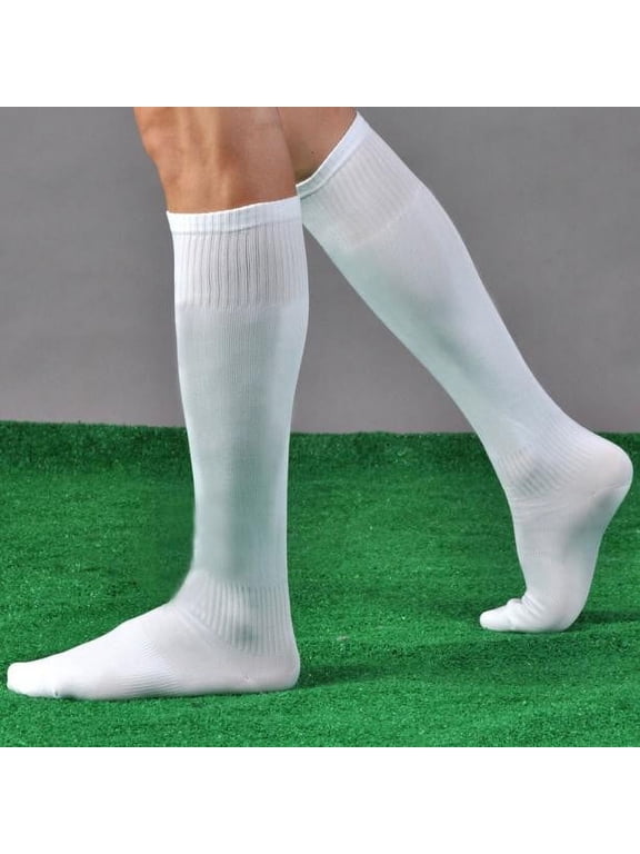 qinhaie Knee Over Baseball Sock Long Socks for Men & Women, Football High Socks, Athletic Running Socks, Women Casual Crew Socks, White