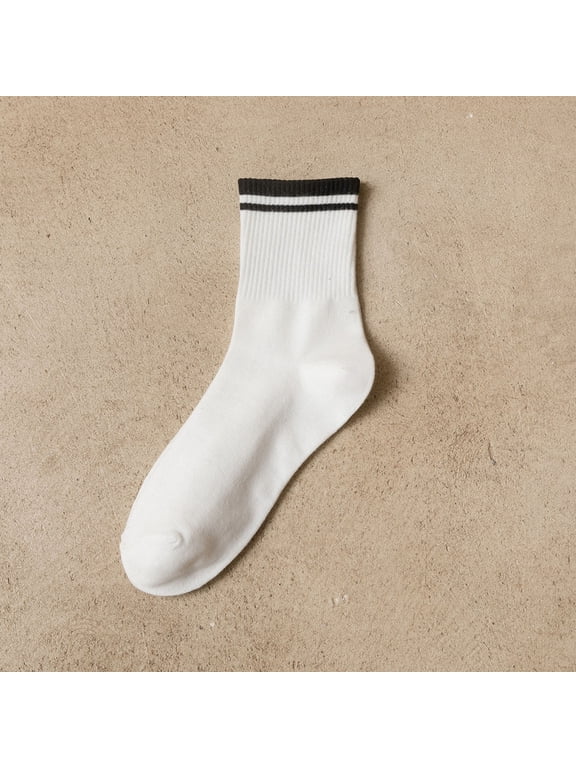 qinhaie Men Socks & Women Socks – All Cotton Long Tube College Style Student Couple Socks for Women and Men, Women's Cute Crew Socks, White