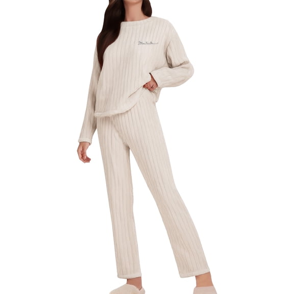 WCJM Mom and Matching Outfits Women's Winter Coral Fleece Set Thickened Flannel Fabric for Maximum Warmth Soft Cozy Loungewear for Cold Nights Two-Piece Set Women Pajama Sets