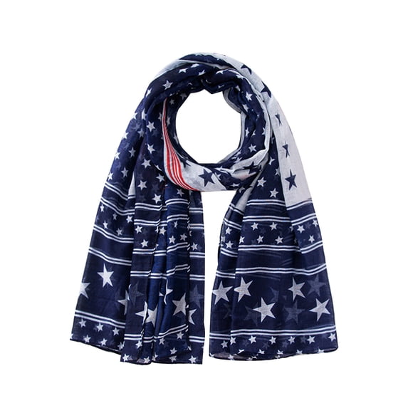 qinhaie Scarf for Women, Lightweight Fashion Scarves Red White Blue Scarf 250th Scarves Flag Shawl, Silky-Feel Wrap-Scarf for Spring/Summer Winter, Navy