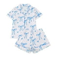 thumbnail image 1 of WCJM Silk Satin Pajama Sets for Women Women's Button Thin Soft Short Sleeve Shorts Set Two-Piece Set Women's Shorts Suit, 1 of 6