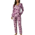 thumbnail image 1 of WCJM Valentine Party Outfits Women Casual Lapel Button Print Two Piece Long Sleeve Pajamas Pajamas Suit Two-Piece Set Women Pajama Sets, 1 of 4