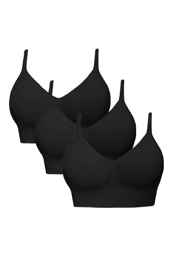 qinhaie Women's Adjustable Strappy Back Sports Bra, High Support Molded Cup Bra for Workout Running Yoga, Criss Cross Medium Impact Fitness Bra 4-Pack, Black Bra