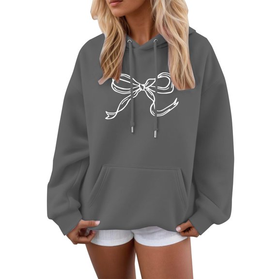 WCJM Women's Hoodies & Sweatshirts Bow Cute Hoodie for Hoodies Trendy Sweatshirt Print Casual Pullover Sweatshirts Women's Hoodies
