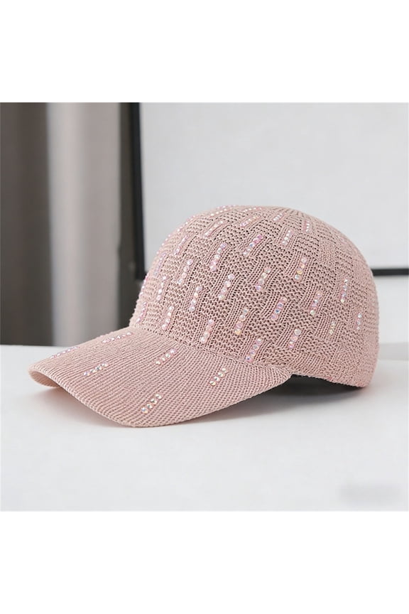 qinhaie Womens Sparkly Glitter Mesh Baseball Cap, Vertical Pearl Knit Casual Sun Hat, Adjustable Breathable Hip Hop Disco Party Cap for Beach Sports Going Out Daily Wear