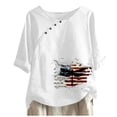 thumbnail image 1 of qipepei 4th of July Clothes for Women American Flag Patriotic T-Shirts Women's Cotton And Linen Printed T-shirt For Slimming And Casual Personality Printing Top For Women's Clothing, 1 of 2