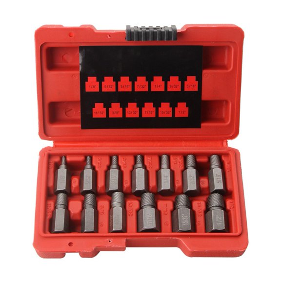 qiya 13Pcs Screw Extractor Set Damaged Broken Bolt Screw Extractor Hex Head Extractor
