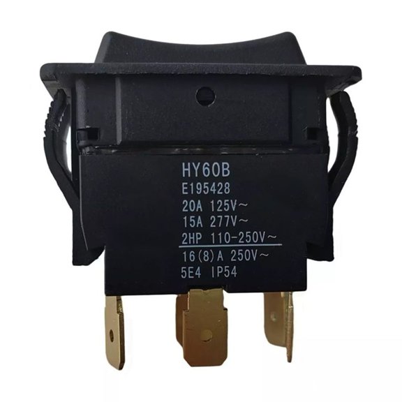 qiya 1PCS HY60B Rocker Switch ON-OFF-ON Pushbutton Switch 125/250V 20/15A 6-Terminals