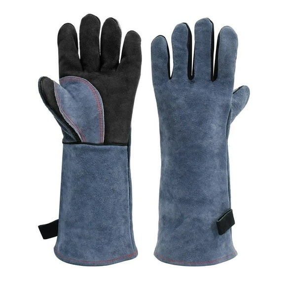 qiya 1pair 16" TIG Welding Gloves Extended Cowhide Leather Welder Gloves Insulated Anti-scalding For Barbecue Fireplace MIG Welder