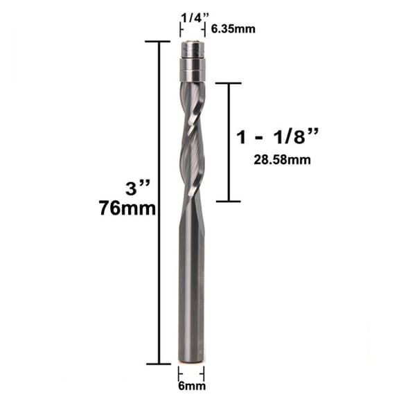 qiya 1pc 1/4\" 6mm Compression Flush Trim Solid Carbide Spiral Router Bit Woodworking Milling Cutters End Mill Woodworking Tools