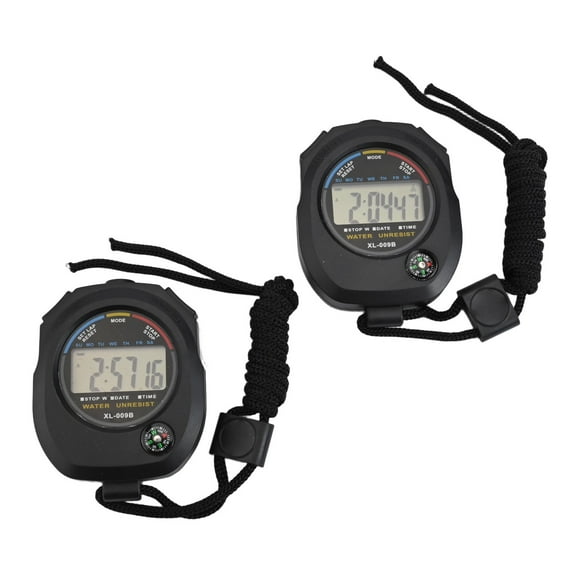qiya 2pcs Multi-function Digital Stopwatch Timer 2 Lap Memory for Swimming Running