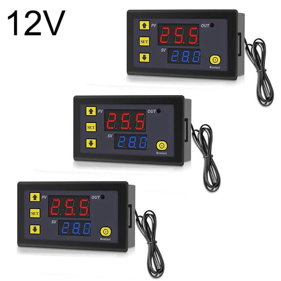 qiya 3PCS W3230 Digital Temperature Controller, Digital Thermostat Temperature Switch
