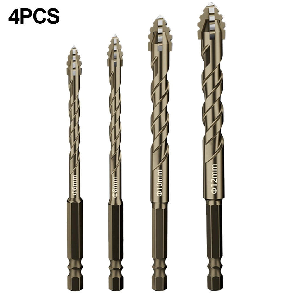 qiya 4pcs Eccentric Drill Four-Flute Glass Tile Punching Rock Slab ...