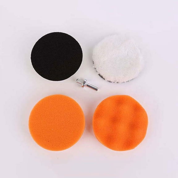 qiya 5Pcs 4Inch Car Polish Wax Sponge Foam Pad Polisher Buffer Set Drill Adapter Kit