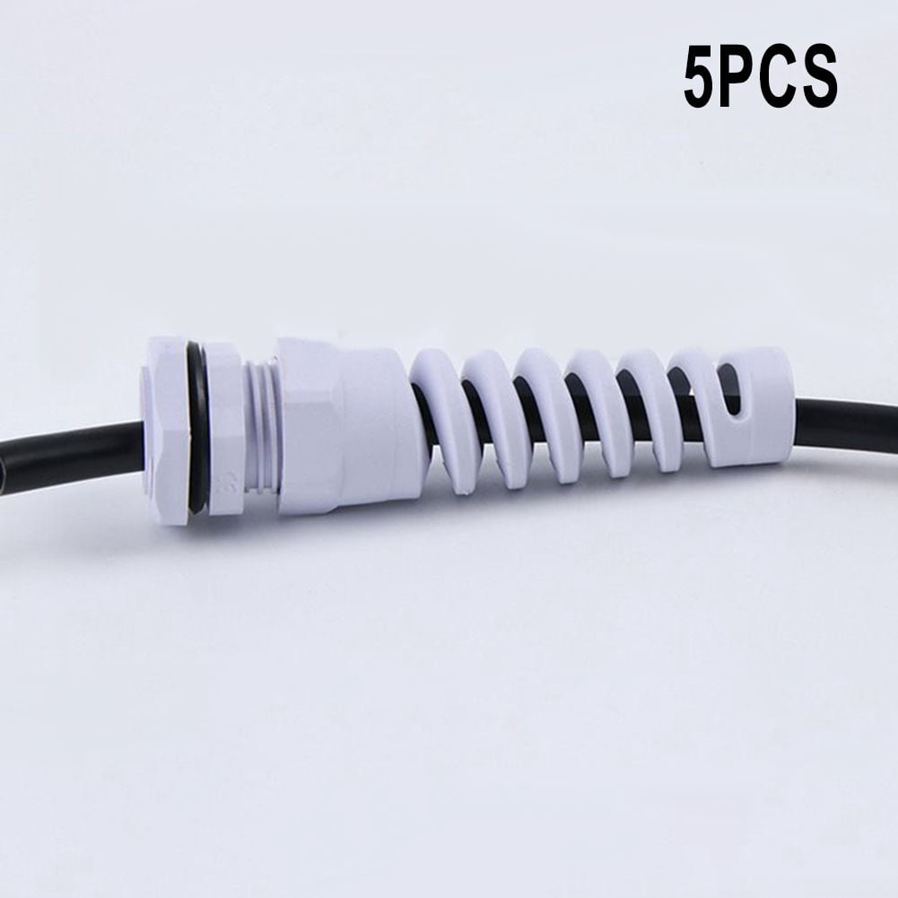 qiya 5pc Waterproof Cable Gland Connector Flexible Spiral Strain Relief ...
