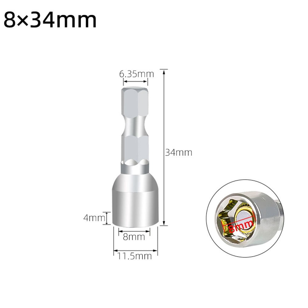 qiya 8mm Magnetic Nut Screwdriver Socket Bit Hex Shank Driver Adapter ...