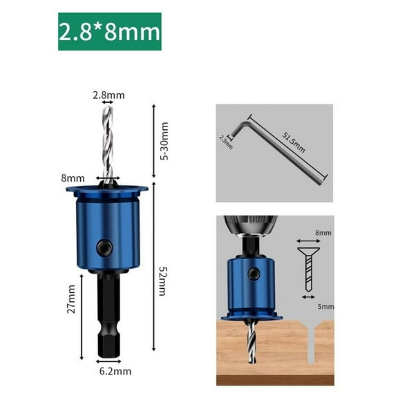 qiya 8mm Shank Drill Bit Core Limiter Countersink Drills Router Bit Woodworking Tool
