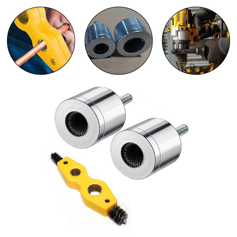 qiya Copper Pipe Cleaner With 4in1 Battery Brush Dual Head For Drill 15+22mm Plumbing Cleaning Metal Tube Battery Brush Accessories
