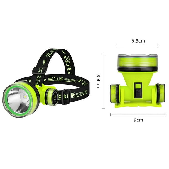qiya Diving Headlamp 350M Underwater Headlight for Night Fishing IPX8 2 Lighting Mode