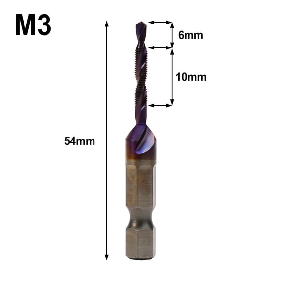 qiya Hex Shank Tap Drill Bit HSS Titanium Plated Screw Bit Thread Metric-M10 Compound Tap For Screw Machine Hand Power Tools Parts