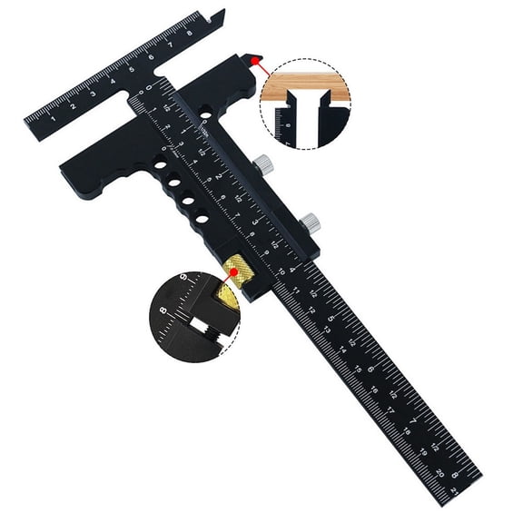 qiya Woodworking Scriber Gauge - Aluminum Alloy Sliding Marking Gauge T-Square Scribing Measuring Marking Framing Ruler Tools