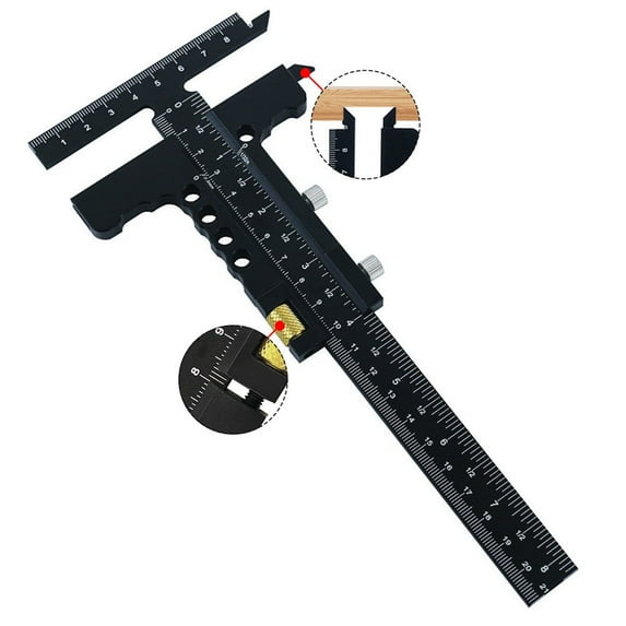 qiya Woodworking Scriber Gauge - Aluminum Alloy Sliding Marking Gauge T-Square Scribing Measuring Marking Framing Ruler Tools