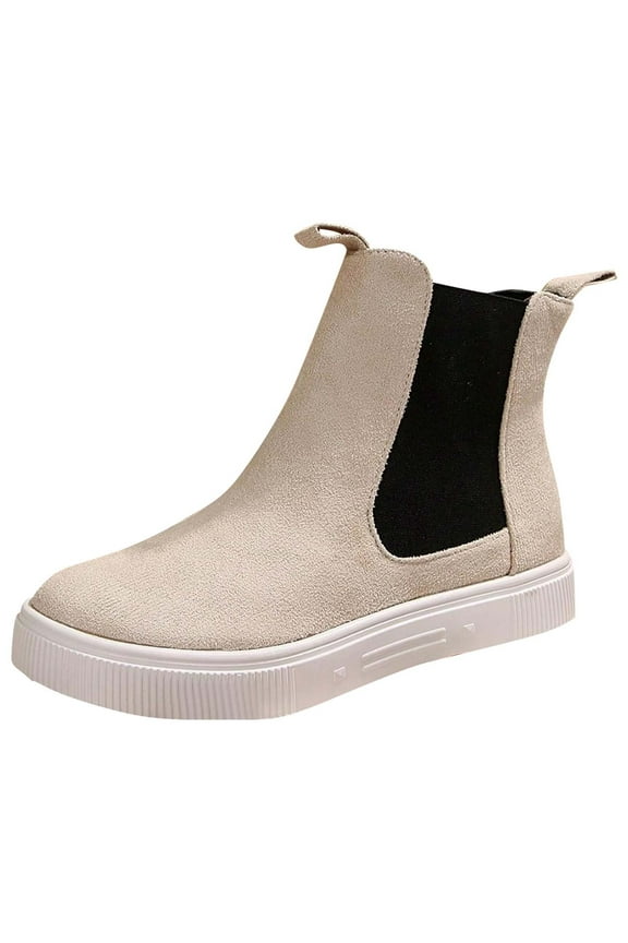 Beige Mid-Calf Boots For Women Fashion Casual Fall Versatile Sweet Cool Mix Match Trendy Pu Boots With Thick Heel For Leisure Outdoor Wear