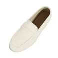 thumbnail image 1 of qkdmdw Beige Women'S Casual Loafers Slip On Shoes, Lightweight Shallow Toe, Round Toe Flat, Flock Upper, Indoor Outdoor Comfort, 1 of 9