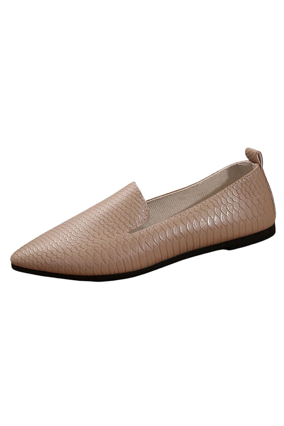 Beige Women'S Casual Shoes Slip On Loafers Breathable Soft Sole Pu Plus Size British Style Comfort Outdoor Spring Summer