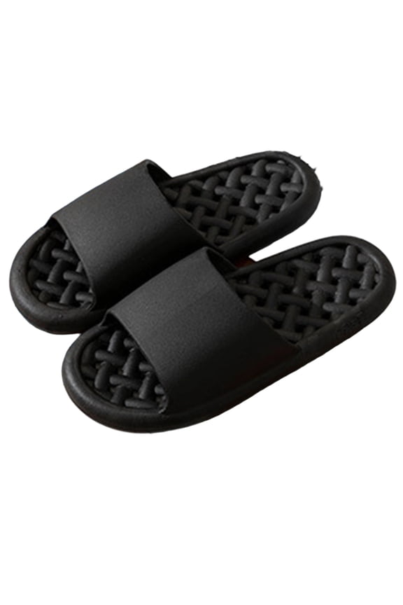 Black Unisex Quick-Dry Shower Slippers Pvc Sandals Hollow Hole Non-Slip Slides For Bathroom Pool Gym Indoor Outdoor Lightweight