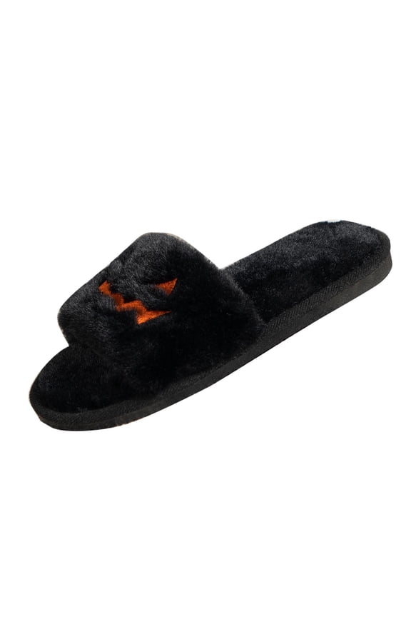 Black Winter Fuzzy Slippers Non Slip Sole Indoor For Unisex Casual Wear Polyester Material For Home And Outdoor Use
