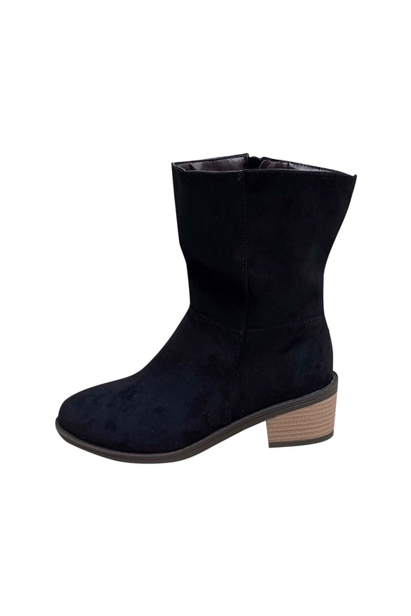 Black Women'S Ankle Boots Suede Side Zipper Thin Thick Heel Fall Winter Casual Shoes For Outdoor Leisure Walking Daily Use