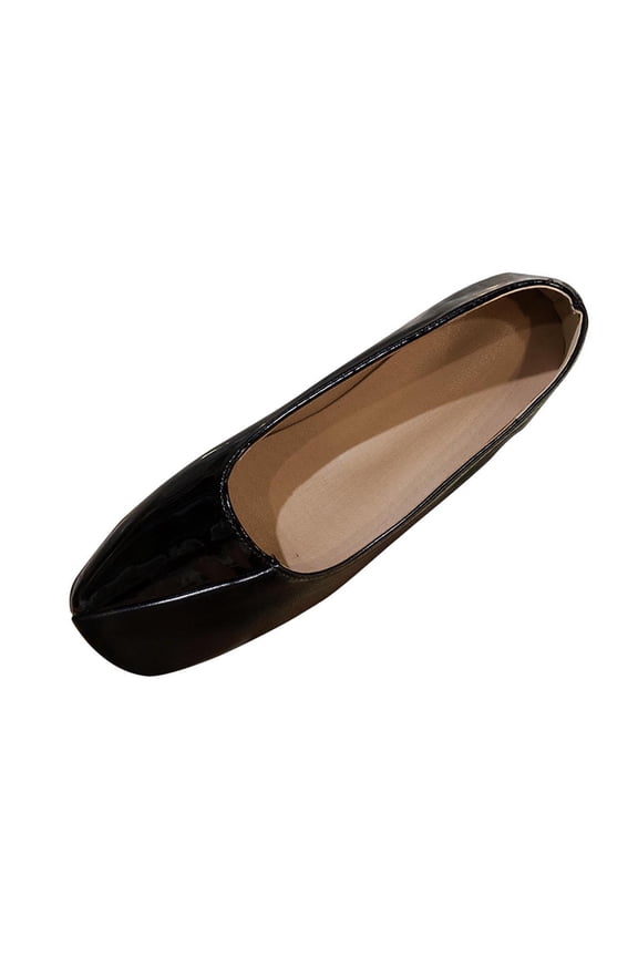 Black Women'S Casual Loafers Square Toe Slip On Pu Leather Comfortable Soft Sole Low Heel Driving Moccasin Shoes For Spring Summer Outdoor Daily Wear