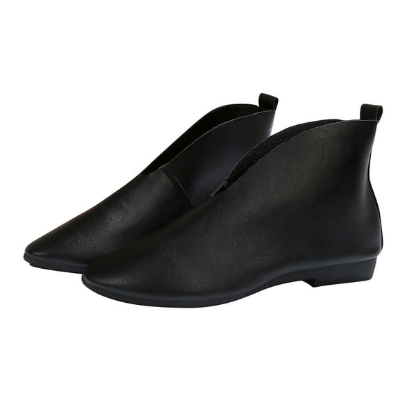 qkdmdw Black Women'S Chelsea Boots Pointed Toe Low Heel Ankle Booties Slip-On Elastic Sided Short Boots For Women Casual Daily Chunky Heel