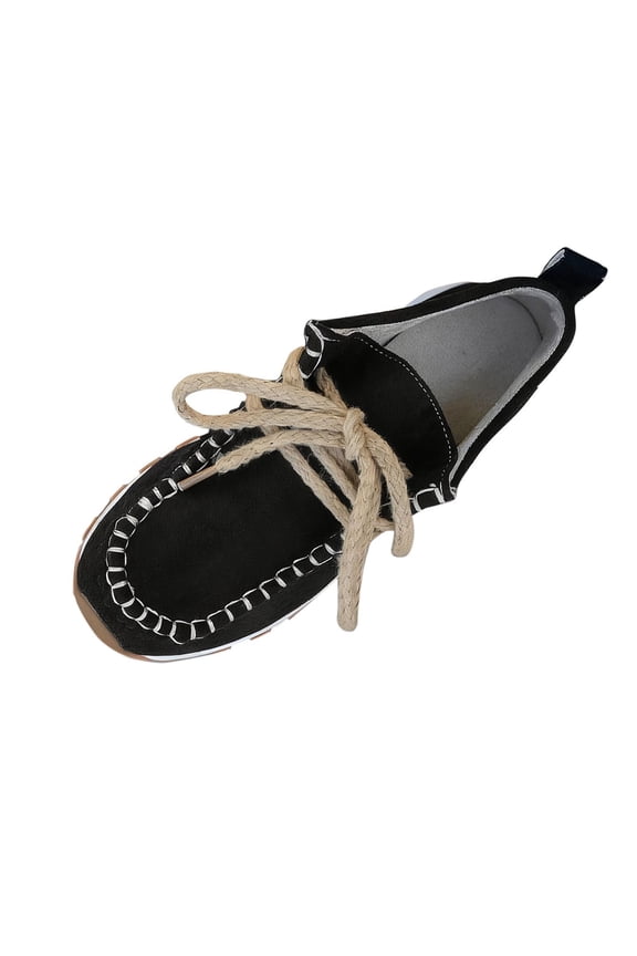 Black Women'S Ethnic Style Comfort Loafers Casual Flat Shoes For Outdoor Leisure Wear, Versatile Slip-On Footwear For Daily Use