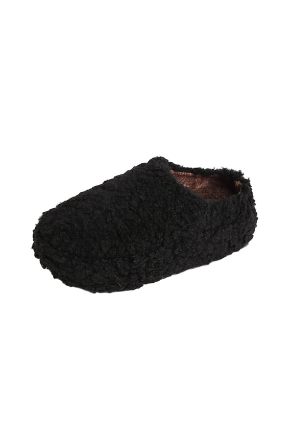 Black Women'S Slippers Faux Fur Lined Warm Slide Sandals House Shoes Comfy Indoor Outdoor Slip On Mules For Fall Winter Platform Heel 5.5Cm/2.16In