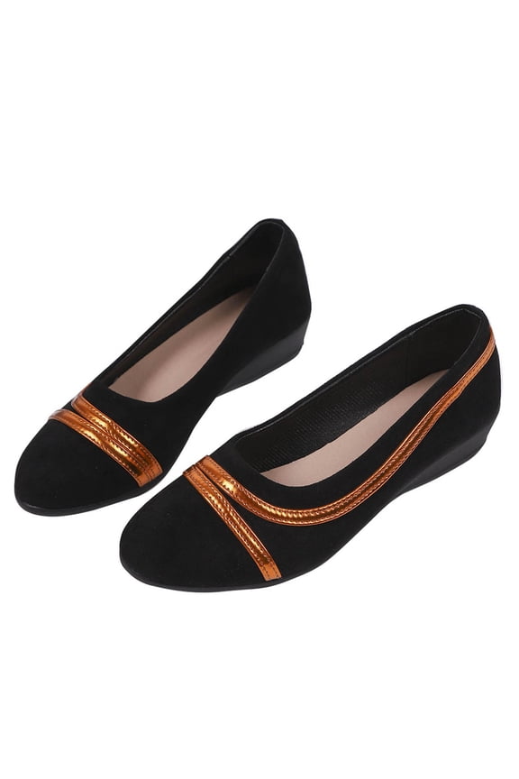 Black Women'S Soft Sole Pointed Toe Low Heel Loafers Casual Outdoor Fashion Summer Fall Breathable Comfortable Versatile Shallow Mouth