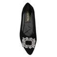 thumbnail image 1 of qkdmdw Black Women'S Suede Pointed Toe Flat Shoes Casual Slip-On Comfortable Loafers Rhinestone Buckle Work Dress Shoes Low Heel 2Cm/0.79 Outdoor Indoor, 1 of 9