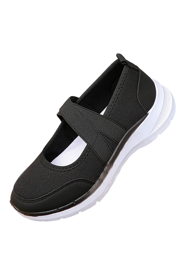 Black Women'S Wedge Heel Shoes Mesh Breathable Low-Top Casual Slip-On Sneakers For Walking Outdoor Indoor Lightweight Comfortable Flats