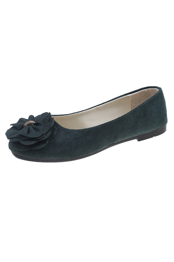 Bronze Women'S Flat Shoes With Bow Accent And Floral Design, Round Toe, Comfortable And Fashionable For Work And Casual Wear - Cloth Material