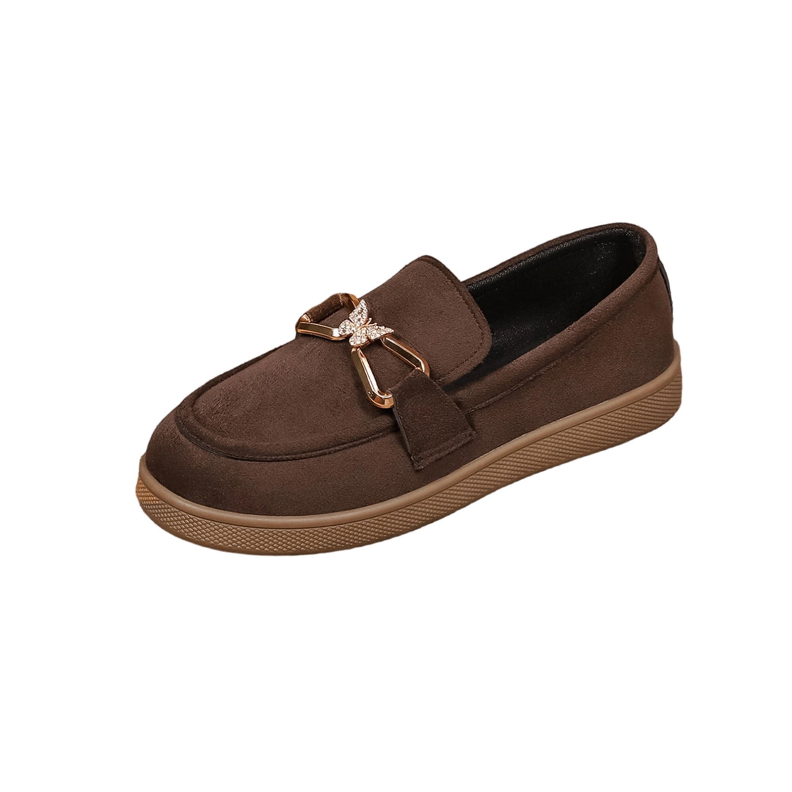 qkdmdw Brown Women'S Loafers Flat Shoes Moccasin Style Faux Suede ...