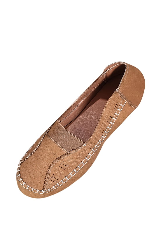 Brown Women'S Moccasins Flat Shoes Lightweight Work Casual For Outdoor Indoor All Year Round - Soft Sole Round Toe