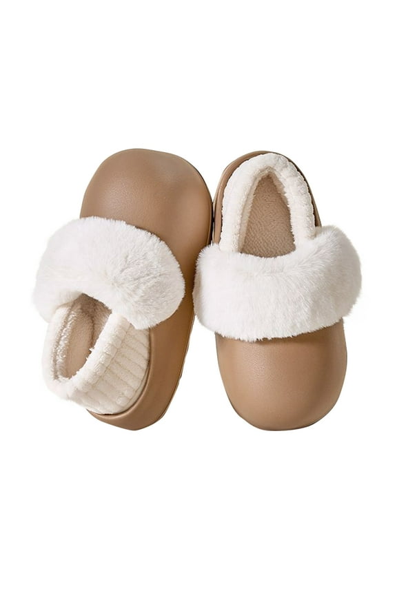 Brown Women'S Winter Slippers Plush House Shoes Warm Slip-On Comfortable Indoor Outdoor Footwear With Cozy Lining Casual Closed-Back Mule Slippers For Women