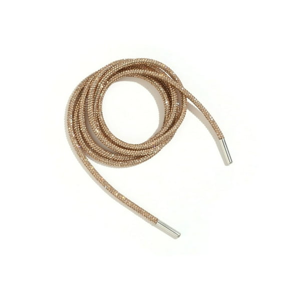 qkdmdw Gold 2 Pairs Rhinestone Glitter Shoelaces Round Rope Drawstring Cords Bling Bling Shiny Effect Replacement For Sneakers Trainers Sports Shoes