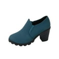 thumbnail image 1 of qkdmdw Green Women'S Ankle Boots Chunky Heel Fashion Booties Round Toe Solid Pu Leather Slip-On Mid Heel Shoes For Fall Winter, 1 of 9