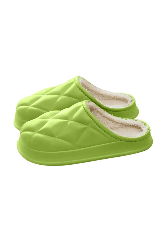 Green Women'S Winter Slippers Fleece Lined Mules House Shoes Warm Cozy Closed Toe Indoor Outdoor Comfy Flat Slip-On