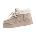 thumbnail image 1 of qkdmdw Khaki Women'S Fleece Lined Winter Snow Boots Round Toe Front Thick Bottom Flat Ankle Boots For Casual Outdoor Indoor Use - Flock Material, 1 of 9