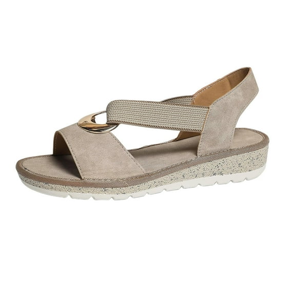 qkdmdw Khaki Women'S Flocked Sandals Flat Sandals Slip On Summer Casual Flocked Upper Comfort Soft Sole Breathable Outdoor Indoor Shoes 1.18In Heel